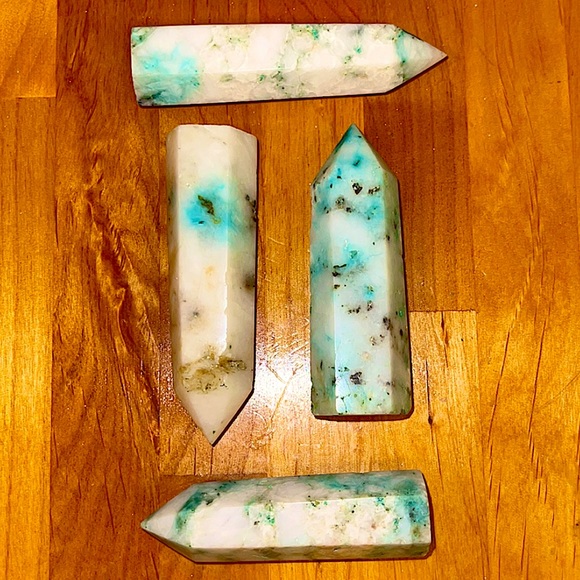 Obelisk Chrysocolla in Quartz w/ Azurite, Phoenix Towers - Picture 8 of 15